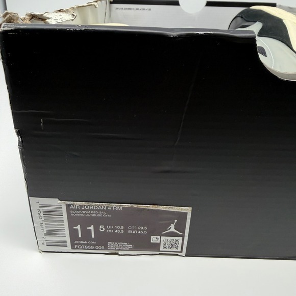 Air Jordan 4 RM Black/Gym Red/Sail/Coconut Sneakers Mens 11.5 - NWT FQ7939 006 - Picture 15 of 16